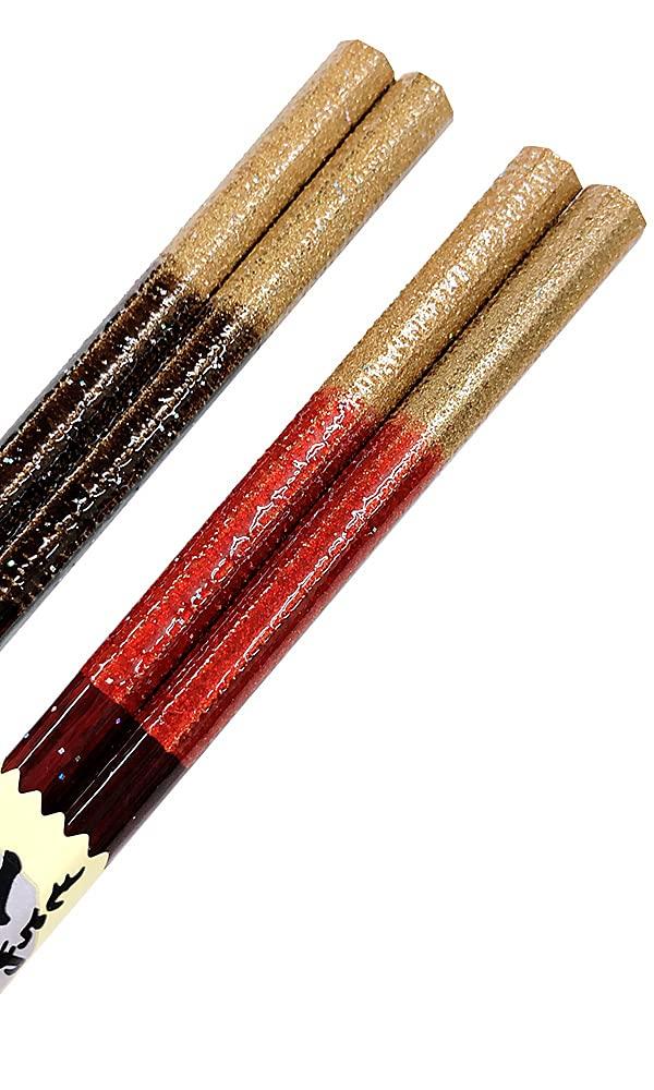 Married Couple Chopsticks Octagonal Galaxy Brown Red Dishwasher Safe Designed with Paulownia Box and Wrapping Day Day Mom Dad Parents Present Gift