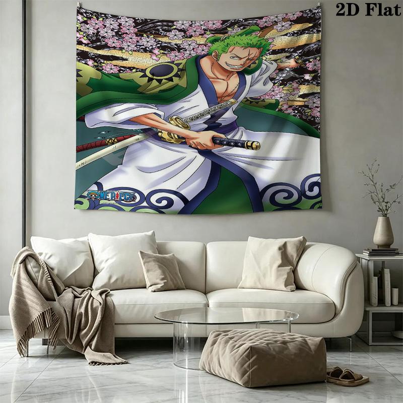 One Piece Roronoa Zoro Wall Tapestry Aesthetic Wall Hanging Printed Fabric Blanket Decorative Tapestries For Bedroom Living Room Home Decor