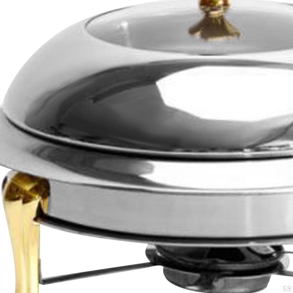 Chafing Dish Buffet Food Warmer Clear Lid Plates Portable Round Small Pot Camping Stove for