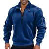Men's Solid Color Corduroy Zipper Neck Long Sleeve Top Men's Casual Lapel Top