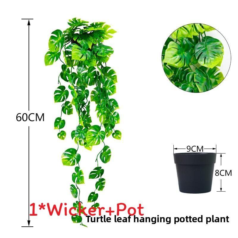 Faux Hanging Vine Plant With Green Leaves For Balcony And Party Decoration