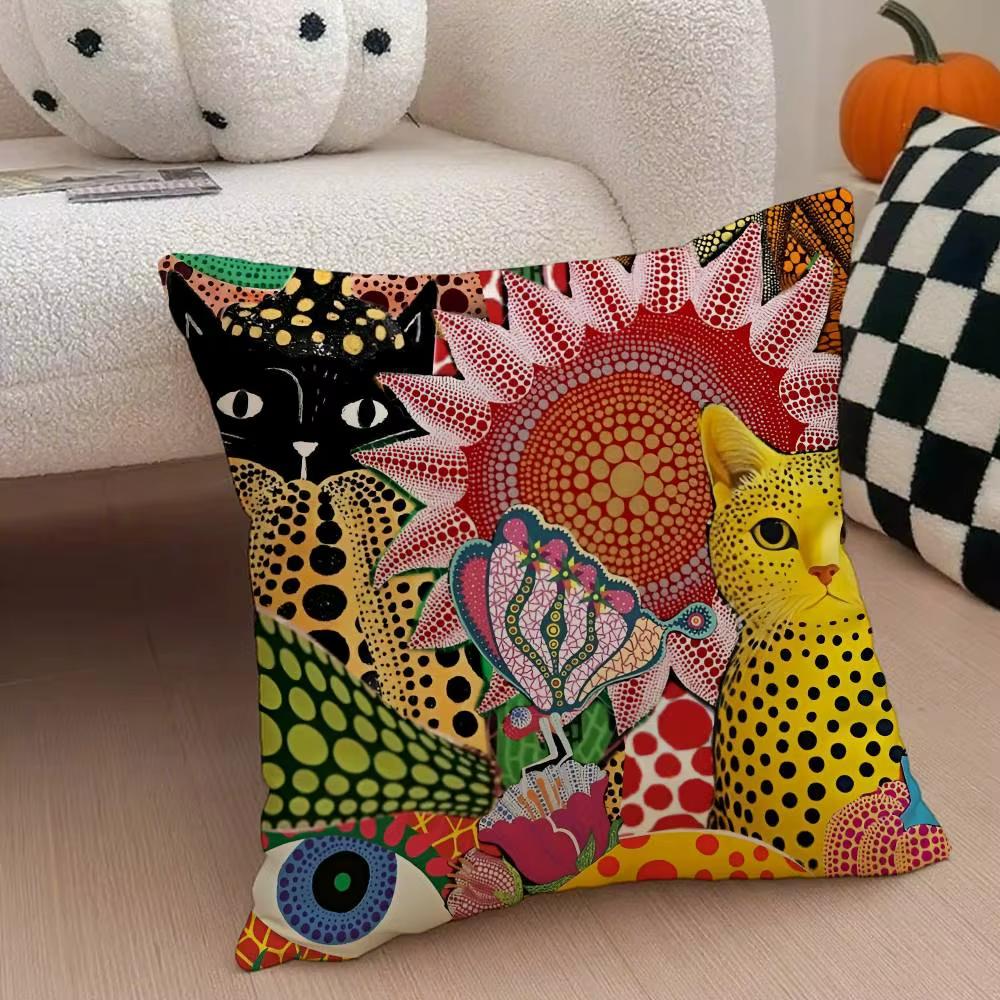 Abstract Art Pillowcase Silky Plush Cushion Cover Invisible Zipper Sofa Bedroom Decorative Pillow