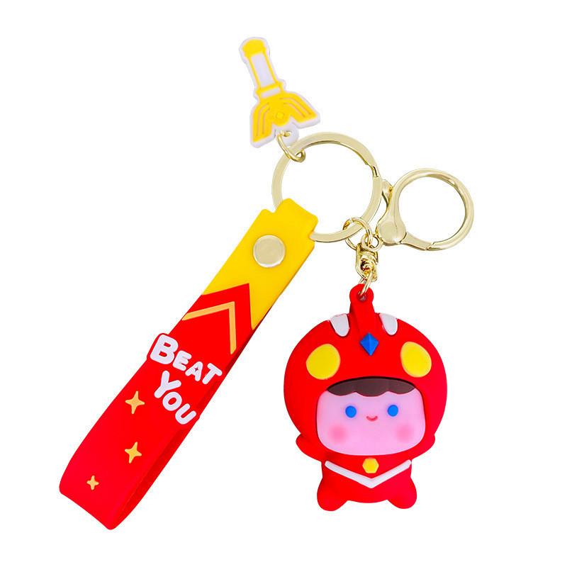 Charming Keychain Silicone With Cartoon Superhero And Monster Design