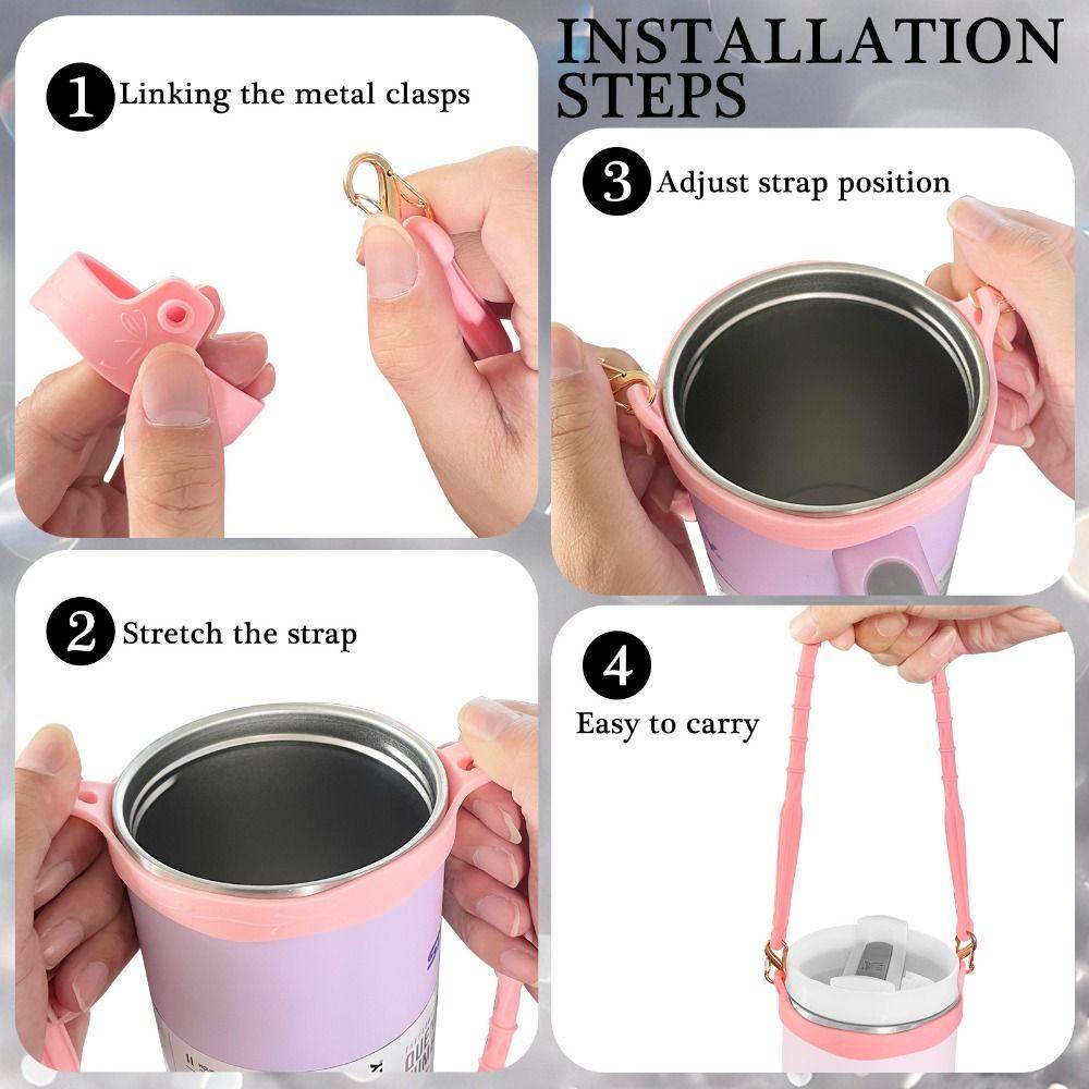 Silicone Water Bottle Handle with Adjustable Strap Reusable Drink Carrier Strap Solid Color Water Bottle Sling