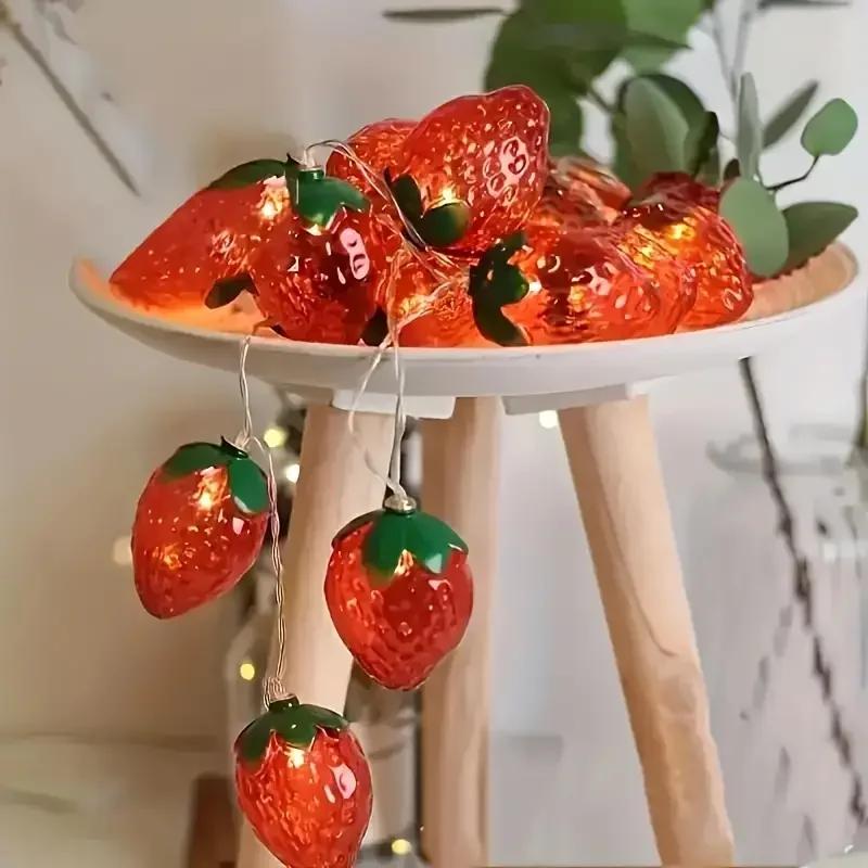 10/20/30/40 LED Strawberry Fairy Lights Battery Operated Fruit String Lights For Indoor Outdoor Bedroom Holiday Decoration