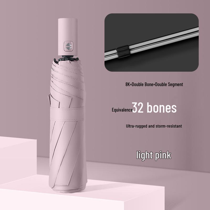 Compact Windproof Dual-Use Black Umbrella: UV Sunshade for Men & Women