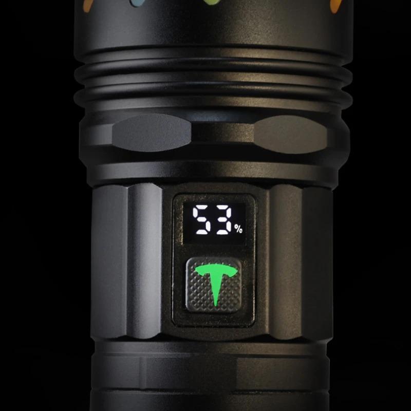 20000MAH 30W White Laser Flashlight TYPE-C Charging Zoom Digital Display with Fluorescence Strong Light Long-range Torch