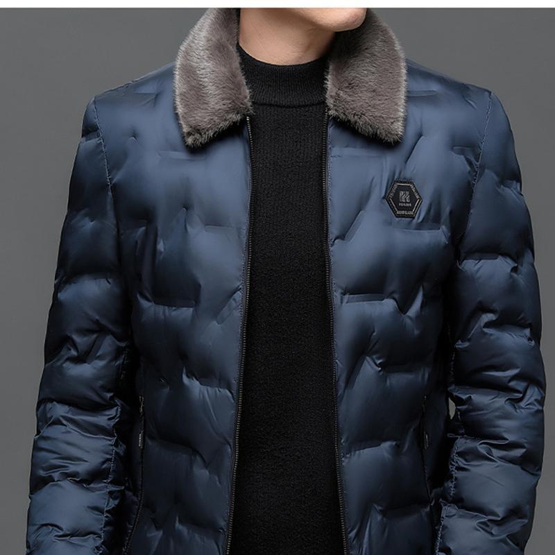 Winter Cotton Jacket for Men's Fathers, with A Thickened Down Collar and A Casual Cotton Jacket with A Double Layer Collar. Short Warm Jacket Trend