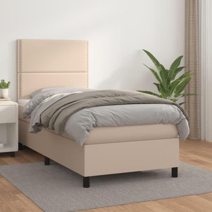 3137528 vidaXL Divan Bed with Mattress White 100x200cm Faux Leather