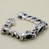 S925 Sterling Silber Geschnitzter Doppelter Leopardenkopf Große dicke Handkette S925 Armreif