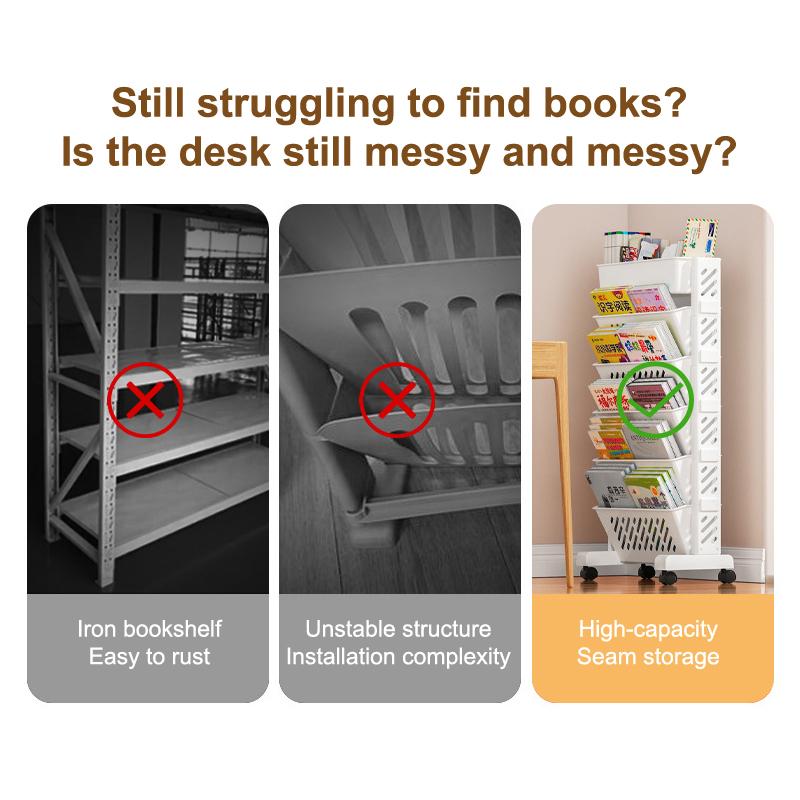 Floor Mounted Movable Bookshelf With Wheels Classroom Desk Storage Rack Study Large Capacity Multi-Layer Book Storage Rack