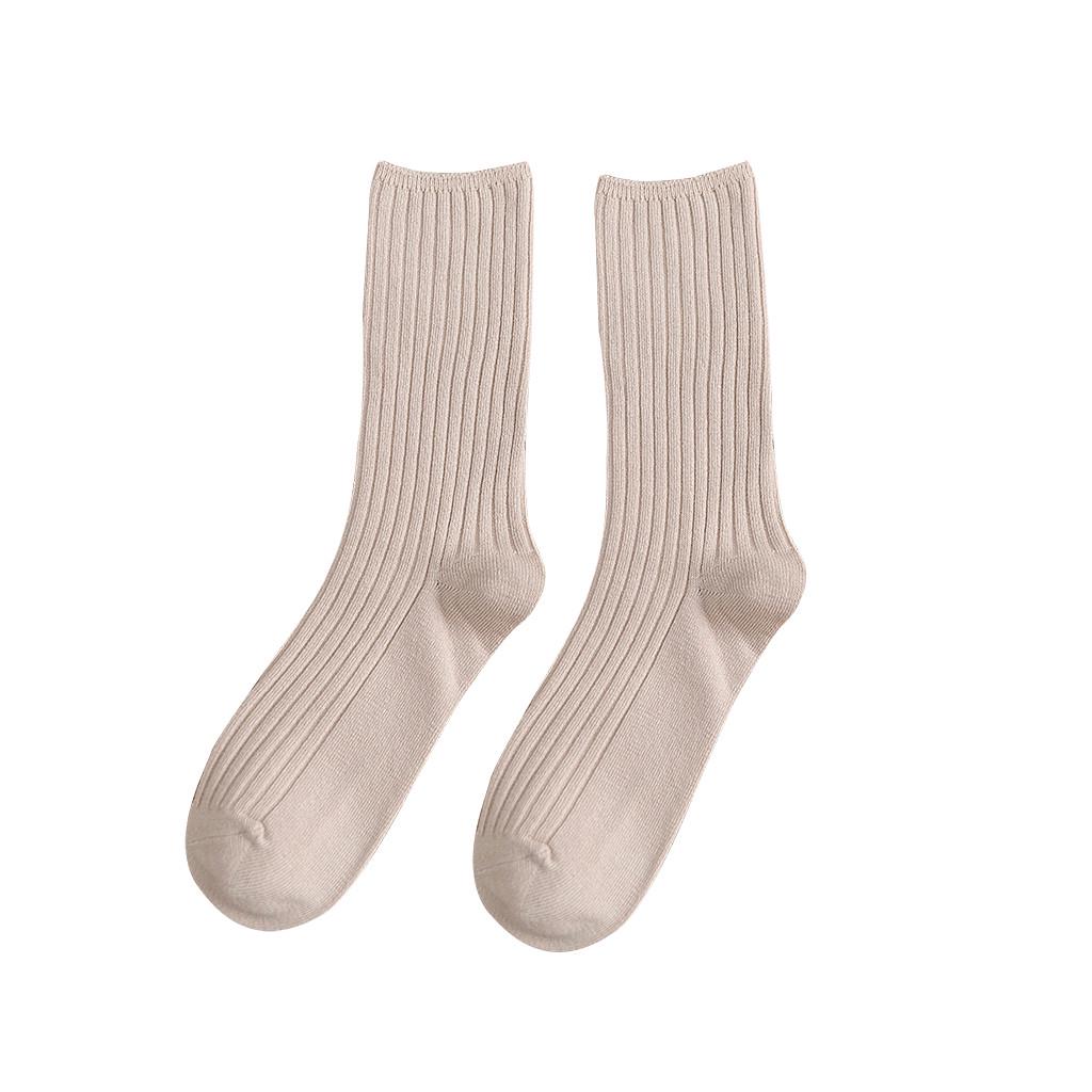 5 Pairs Women's Mid-Calf Socks Solid Color Ribbed Pattern Comfortable Warmth Durable Material Stretch Fit