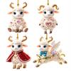 2D Flat Goat Hanging Ornament Set Shining Christmas Tree Ornament  Holiday Party Decor