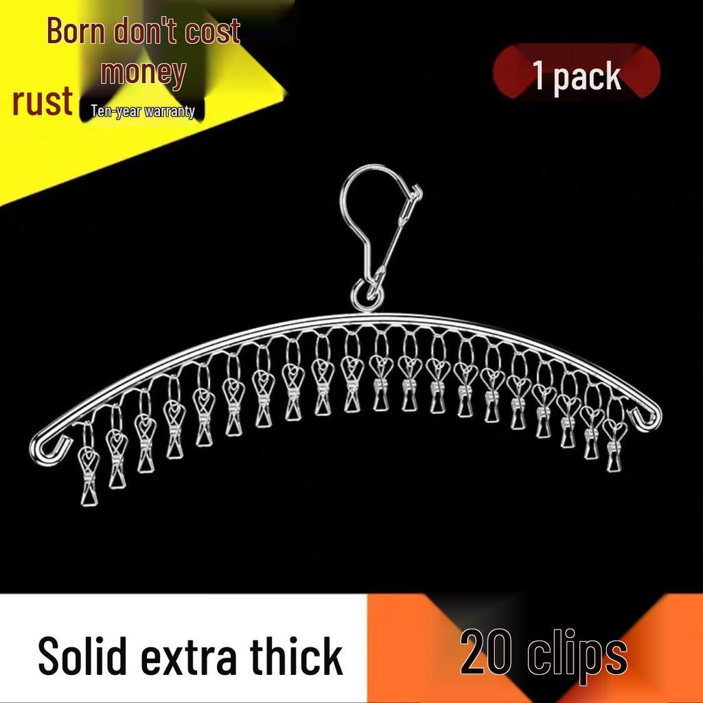 Stainless Steel Windproof Multi-Clip Clothes Drying Rack for Home and Dorm