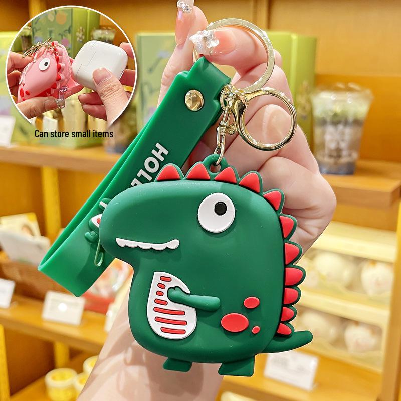 Adorable Dinosaur Silicone Coin Purse & Keychain - Kids' Storage Pouch