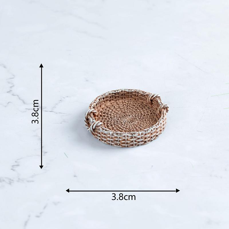 3Pcs/Set Dollhouse Miniature Resin Woven Basket Food Storage Picnic Basket Furniture Model For Doll House Accessories Decoration