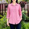 Blusa Casual para Mujer con Cuello Solapa, Encaje y Mangas 3/4