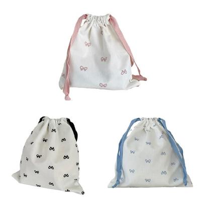 Bows Cosmetic Bag Portable Storage Pouch Drawstring Makeup Bag Small Storage Bag Drawstring Bag