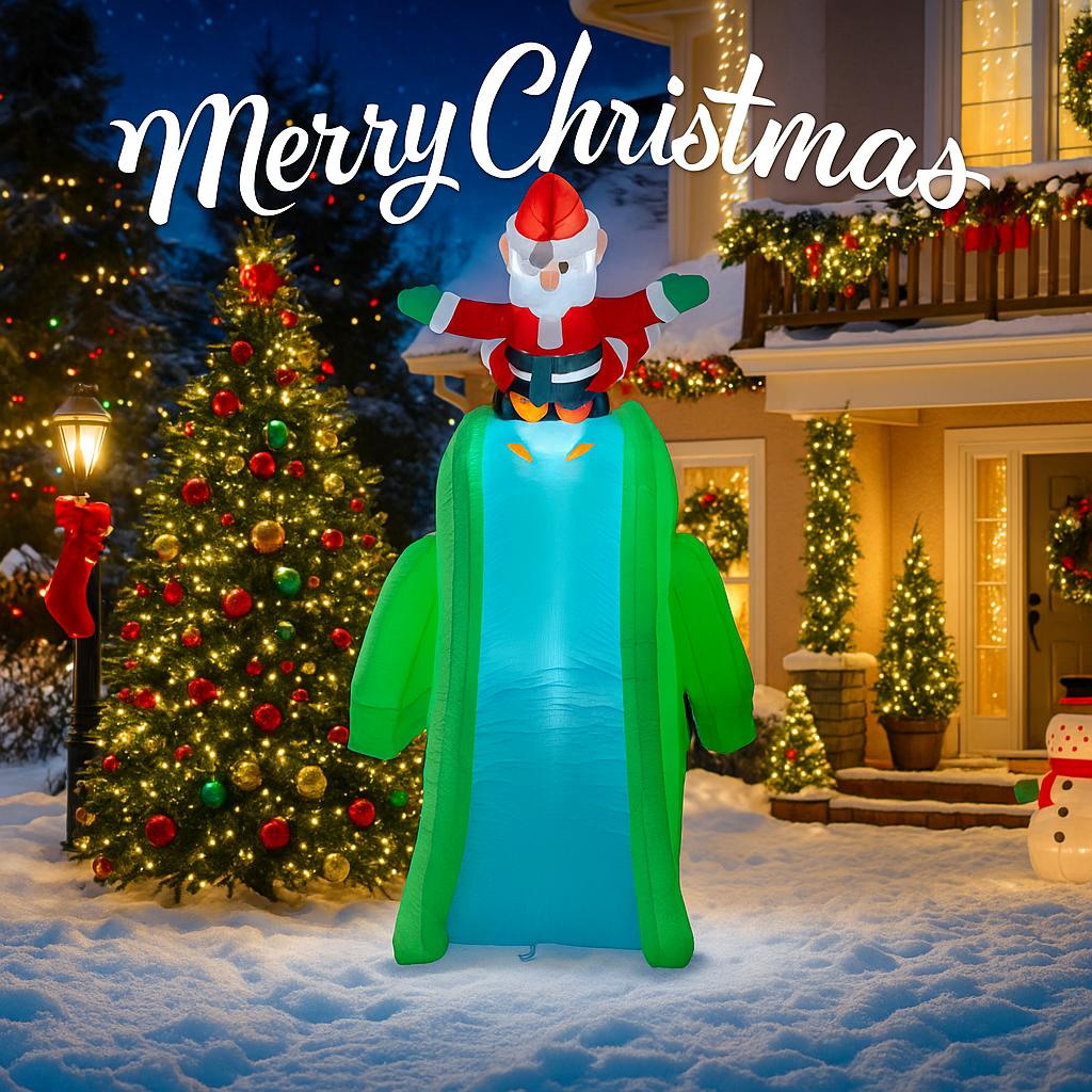 6.8FT Xmas Holiday Inflatable Yard Decor Santa Dinosaur Slide Penguins LED Christma Decoration Toy Supplies Home Ornaments Gifts