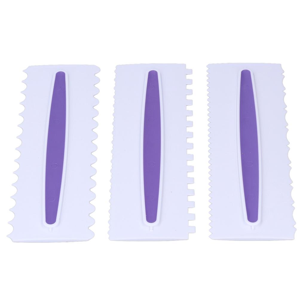 3Pcs Cake Scraper Premium Plastic Durable Glossy Surface Easy Operation Icing Smoother