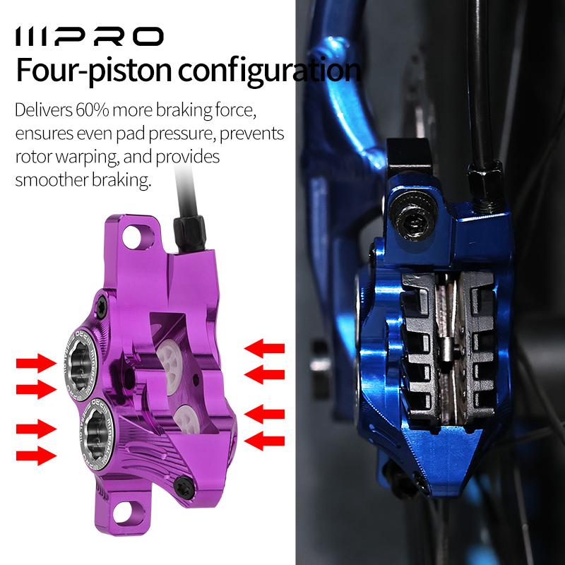 IIIPRO C5X4 Ultralight 4 Piston Bicycle Hydraulic Brake 850/1550mm MTB Brake Cooling Oil Pressure AM DH Road Bike Disc Brake