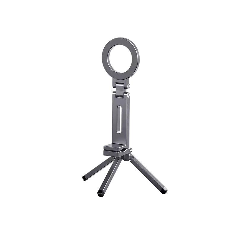Portable Aluminum Alloy Magnetic Phone Stand - Foldable Desktop Tripod for Travel and Live Broadcast