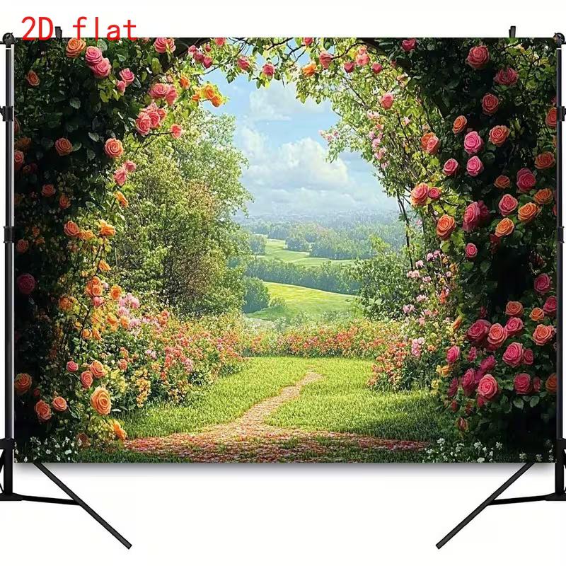 Romantic Garden 2D Backdrop, Secret Garden & Rose Path Photo Background