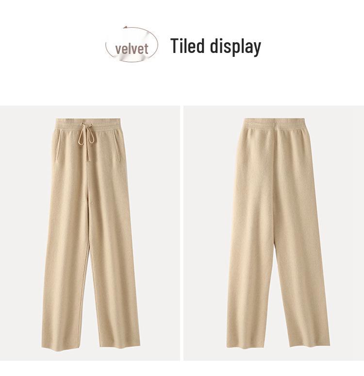 Women's High-Waist Cashmere Wide-Leg Knit Pants