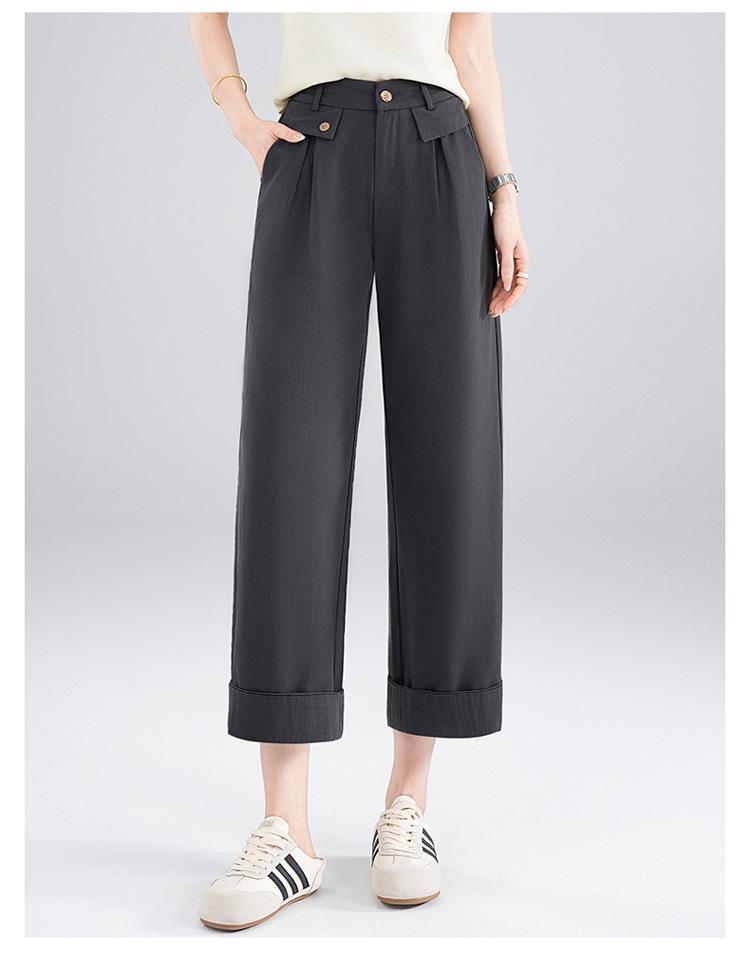 High-Waist Slimming Pleated Pants, Nine-Tenths Length, Spring/Summer 2026 Fashion, Yamamoto Fuyun Design, Thin and Stylish for Commuting.