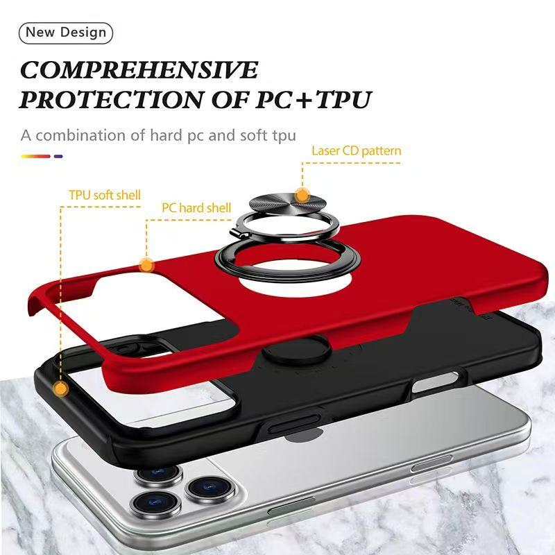 Magnetischer Ringhalter Handyhülle für iPhone 17 Air 16E 16 15 14 13 Mini Pro Max Plus mit Ständer Kunststoff Hart Stoßfeste Hülle