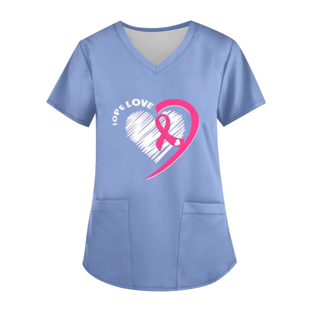 Women's V-Neck Short-Sleeve Pocketed Top With Side Slit