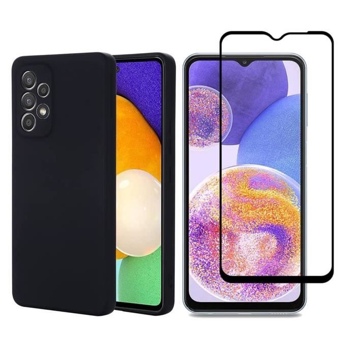 Coque de protection - toproduits® - samsung galaxy a13 4g - verre trempé - bords noirs - résistant aux rayures