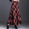 Tooxika – Neuer, übergroßer Woll-Halbrock für Damen mit hoch tailliertem, kontrastierendem, kariertem Saum