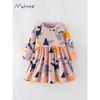 Girls' Skirts, Spring and Autum New Style, European and American Export Pure Cotton Kidsren's Baby Round Neck Printed Long-Sleeved Dress