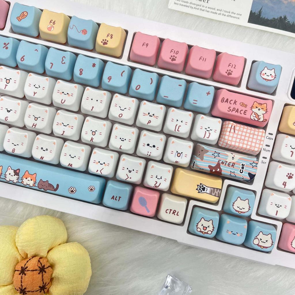 Cat Head Meow Custom Keycaps - MAO Height for Wired Mechanical Keyboards