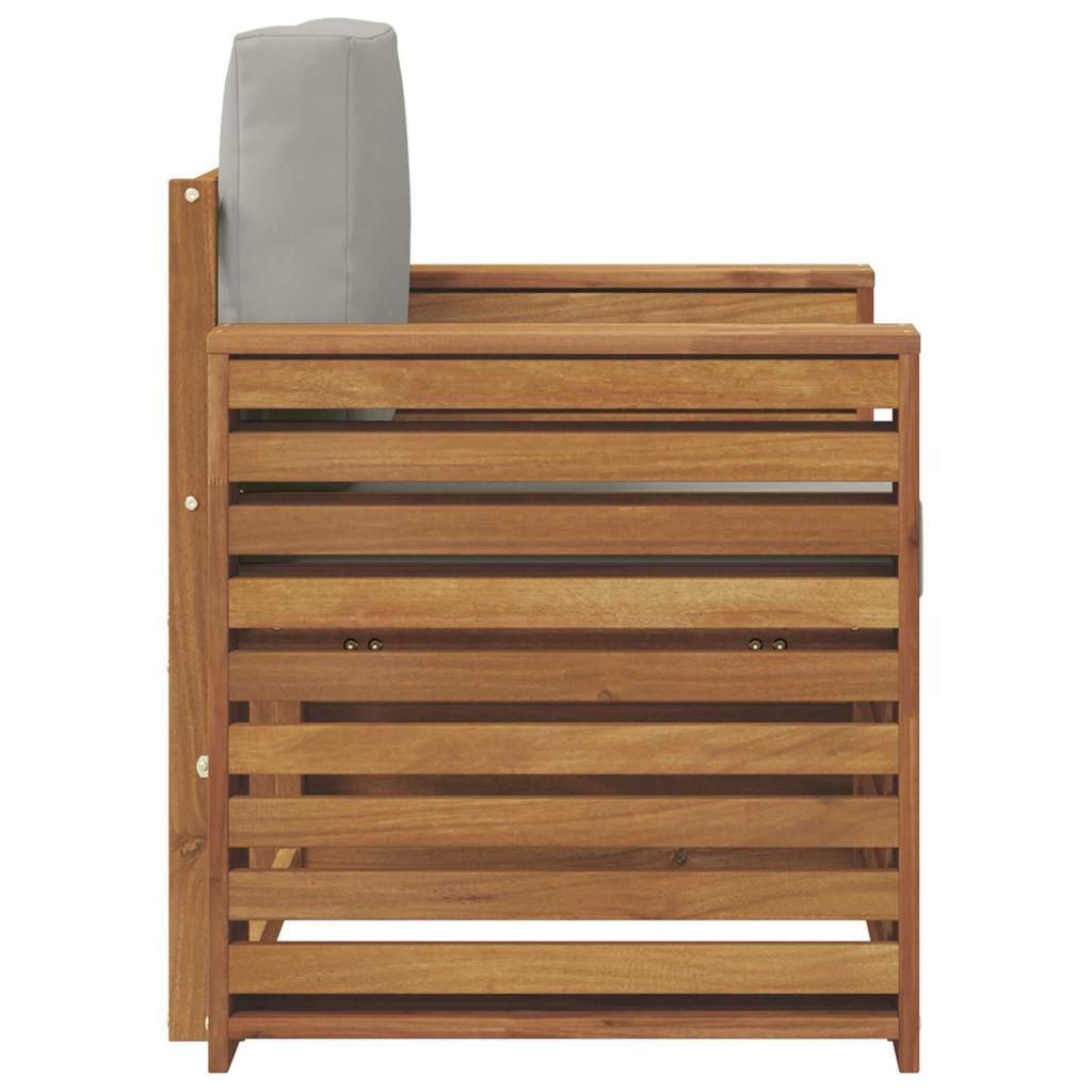 Outdoor Sofa Set Solid Acacia Wood and Polyester Natural