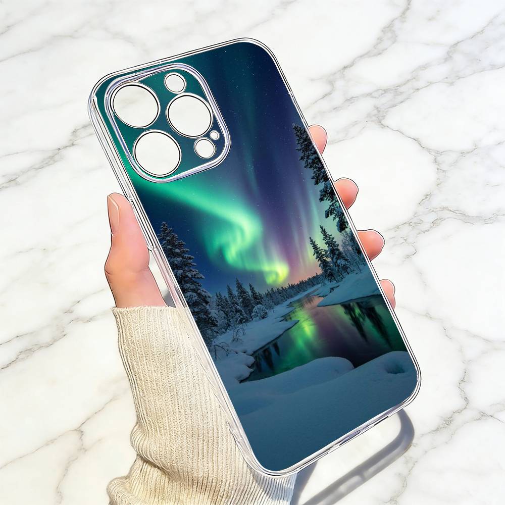 Northern Lights Phone Case For iPhone 17 16 15 14 13 12 11 Mini Pro Max Plus Transparent Cover
