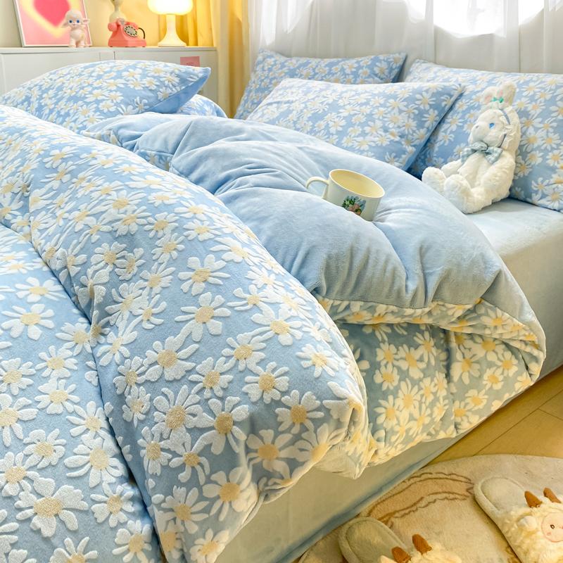 Thicken Winter Super Warm Duvet Cover for Double Bed 3D Carving Milk Velvet Comforter Cover Queen Funda Nordica Cama 150