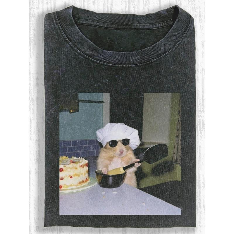 

European sizes Chef Hamster s Delicious Time Printed, High-Quality Batik Retro Fashion Brand, Popular for Daily Wear, Holiday Gift, Perfect Present S чёрный