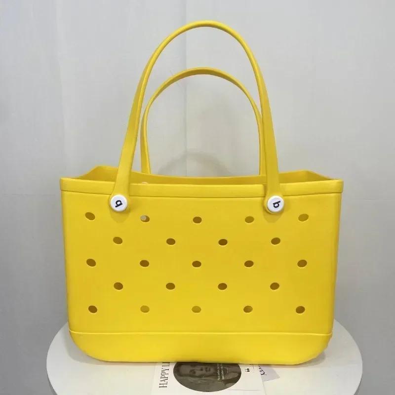XL Extra große Strandtasche EVA-Gummi Wasserdicht Strand Reise Picknick Aufbewahrungskorb Damen Einkaufshandtasche Sac Jelly Einkaufstasche