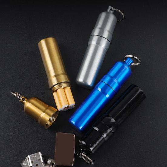 Metal Herb Roll Storage Box with Keychain Portable Travel Mini Herb Roll Case Ashtray Multi-function Pill Organizer Container