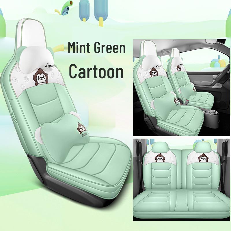 Wuling Qingkong Cartoon Full Leather Car Seat Cushion - Universal Fit for All Seasons