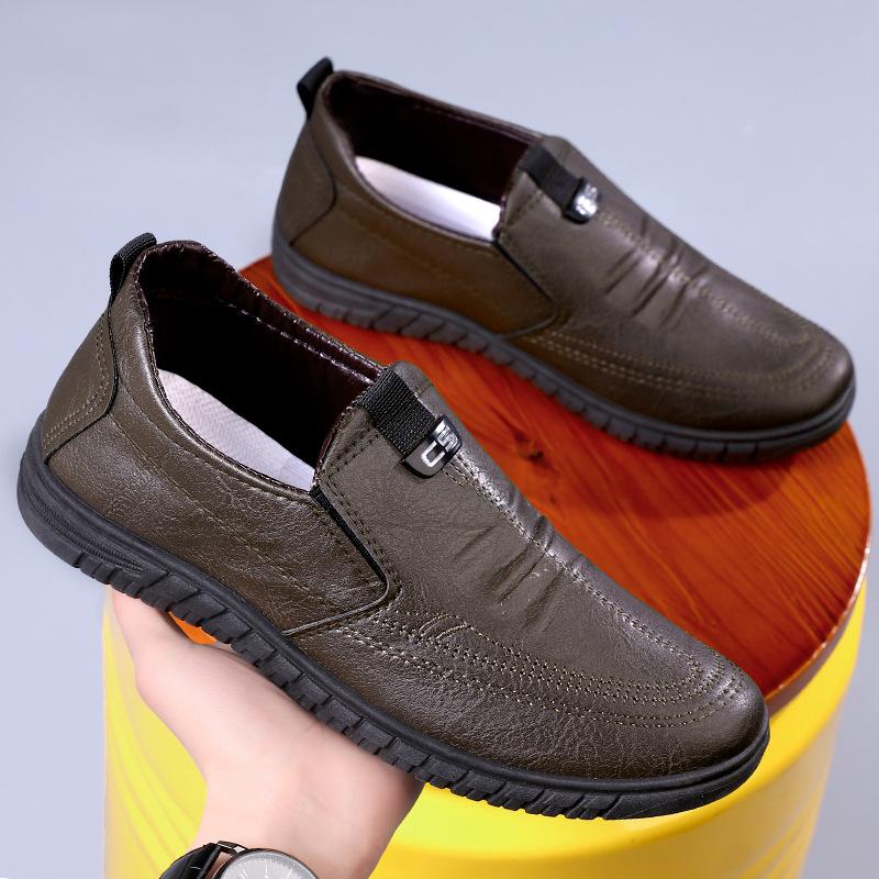 

Men s leather shoes comfortable soft sole shallow mouth shoes fashion casual business shoes simple men s shoes 44 темно-коричневого