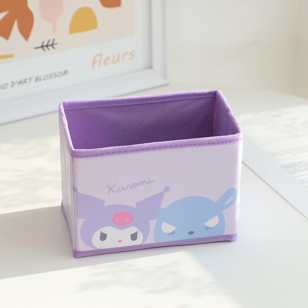 Hello Kitty Kuromi Cinnamoroll My Melody Pattern Foldable Desktop Storage Box For Makeup And Office Supplies