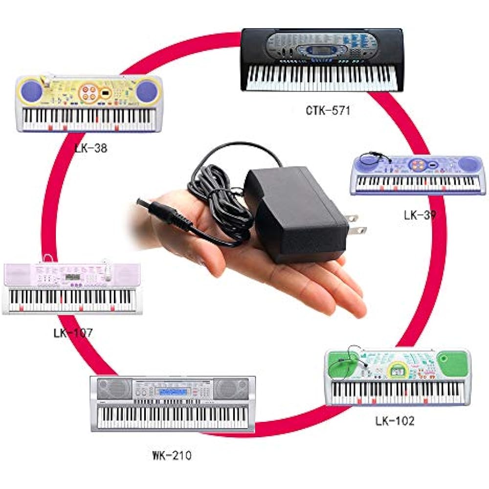 AD-5JL/AD-5 CASIO Adaptador AC de Substituição para Navegação Luminosa para Teclados Digitais PA-1B/CTK-411/CTK...