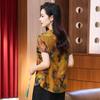 Hualuo fragrant cloud yarn women's top summer retro cheongsam loose and thin mulberry silk shirt