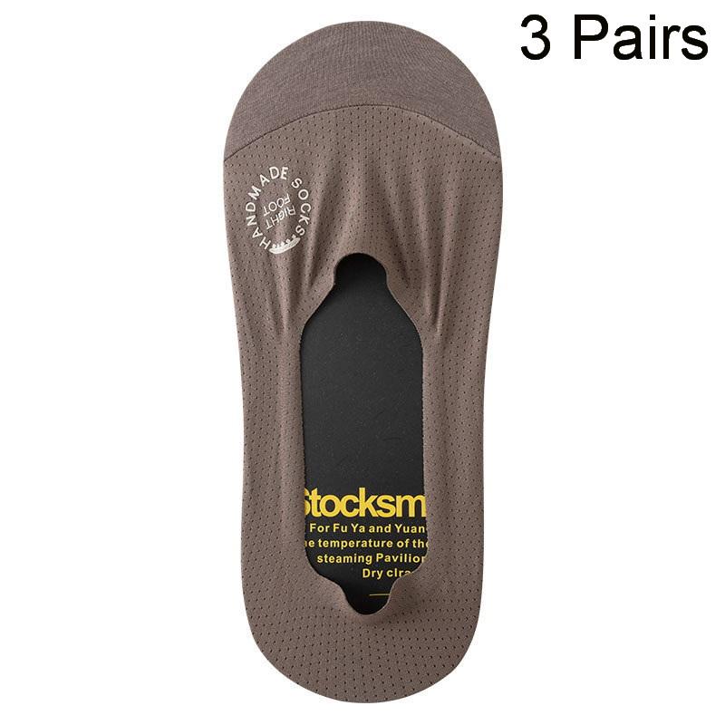 3 Pairs Ultra Thin Breathable Anti Slip Silicon Invisible Short Socks Ice Silk Boat Socks For Men Summer Collection Non Slippery