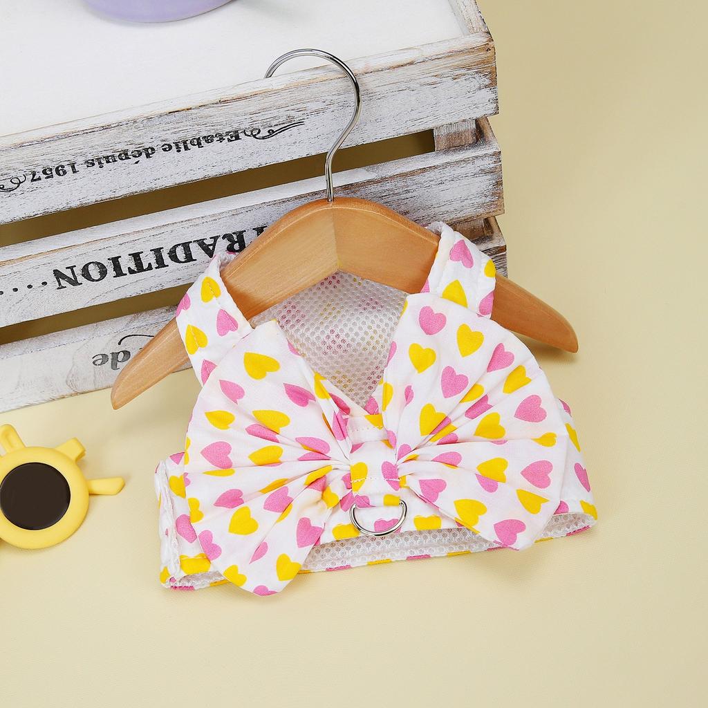 Pet Love Bow Traction Rope Set Clothes Spring Dog Clothing Teddy Schnauzer Cat Clothes Love Chest and Back Dog Collar