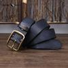 Vintage Handmade Men's Leather Belt Top Layer Pure Cowhide Copper Buckle Jeans Leather Belt