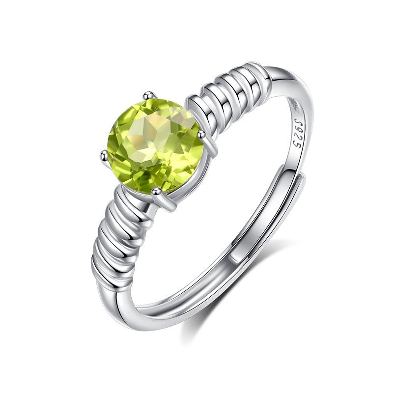 S925 sterling silver ring women's light luxury luxury crystal peridot fashion ring